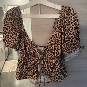 Urban outfitters cheetah tie crop top